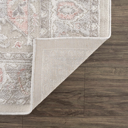 Damla Area Rug in soft ivory with blush pink accents; plush shag pile on Tampa Home & Garden Store
