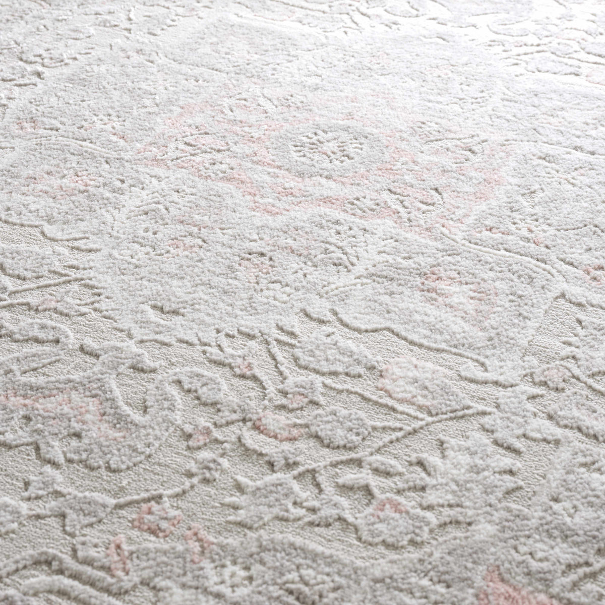 Damla Area Rug by Boutique Rugs in ivory with subtle pink accents, plush pile on Tampa Home & Garden Store