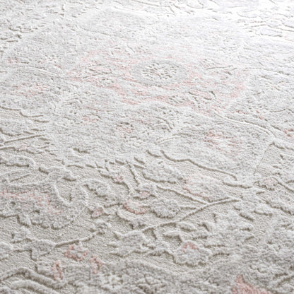 Damla Area Rug by Boutique Rugs in ivory with subtle pink accents, plush pile on Tampa Home & Garden Store