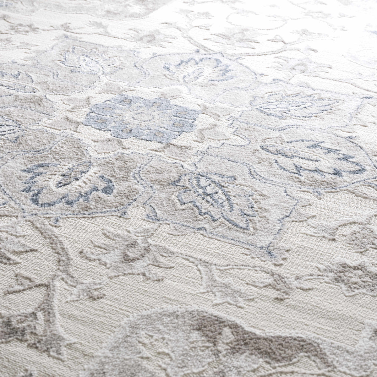 Calum Blue & Gray Area Rug by Boutique Rugs, clearance, plush textured neutral on Tampa Home & Garden Store