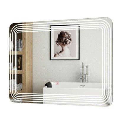 Espejo de baño de pared con sensor táctil LED de 3 tonos