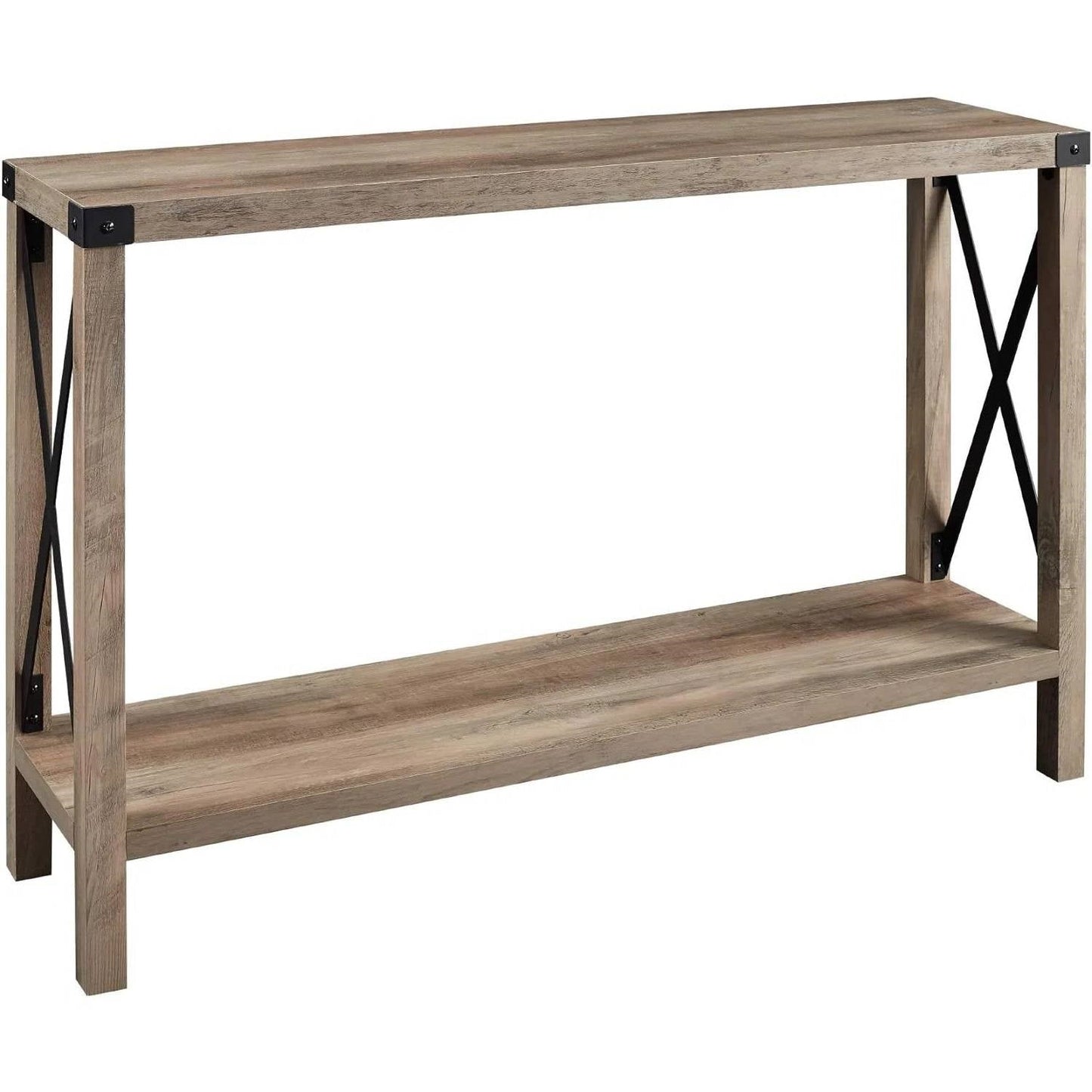 Mesa de entrada rústica industrial / Mesa consola con acabado de madera gris topo