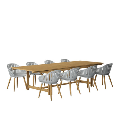 Leyland table and Nassau grey armchairs outdoor dining set by LifestyleGarden US on Tampa Home & Garden Store