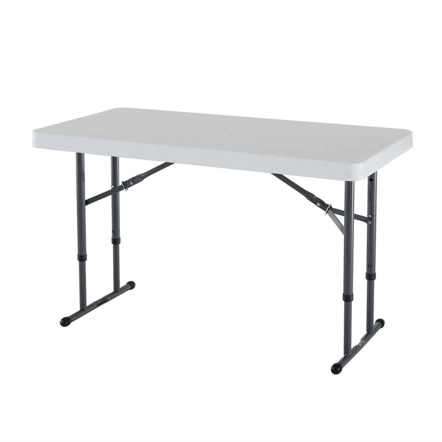 Mesa Plegable Comercial de 4 Pies de Altura Ajustable con Cubierta de HDPE Blanco