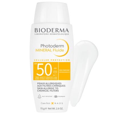 Bioderma Photoderm Mineral Fluide SPF50+ sunscreen bottle with orange label on Tampa Home & Garden Store