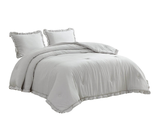 Full Size Grey Stone Washed Ruffled Edge Microfiber Comforter Set - Tampa Home & Garden Store