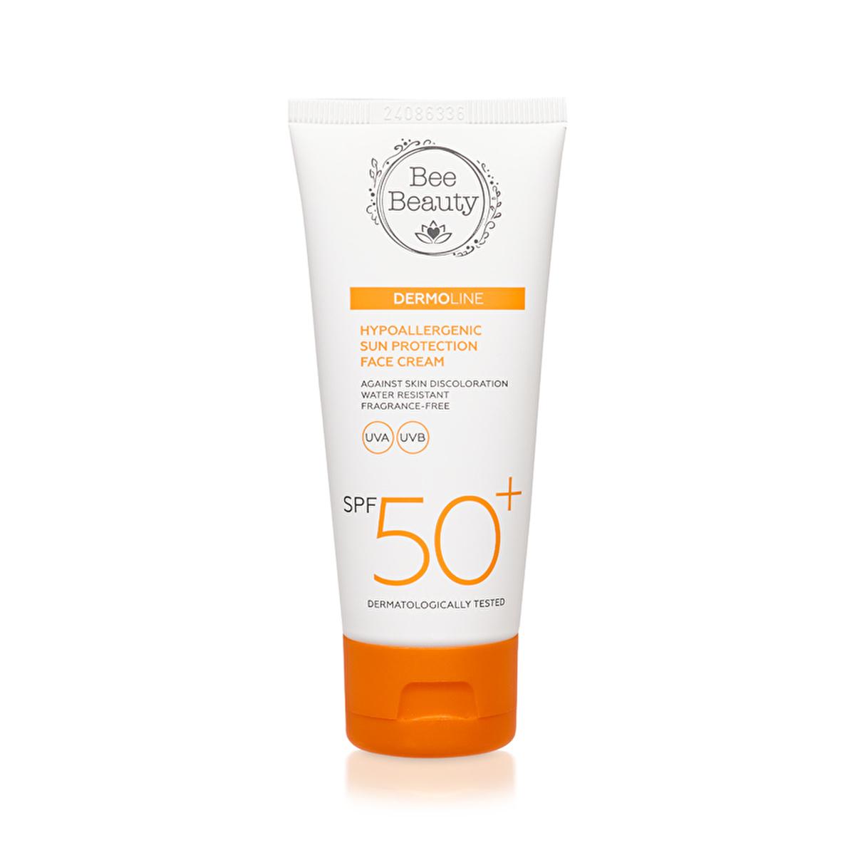 Bee Beauty hypoallergenic sunscreen face cream SPF50+ with orange cap on Tampa Home & Garden Store