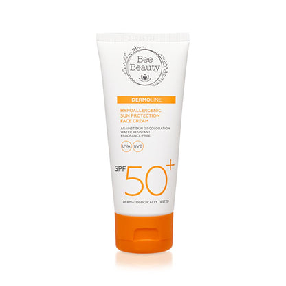 Bee Beauty hypoallergenic sunscreen face cream SPF50+ with orange cap on Tampa Home & Garden Store