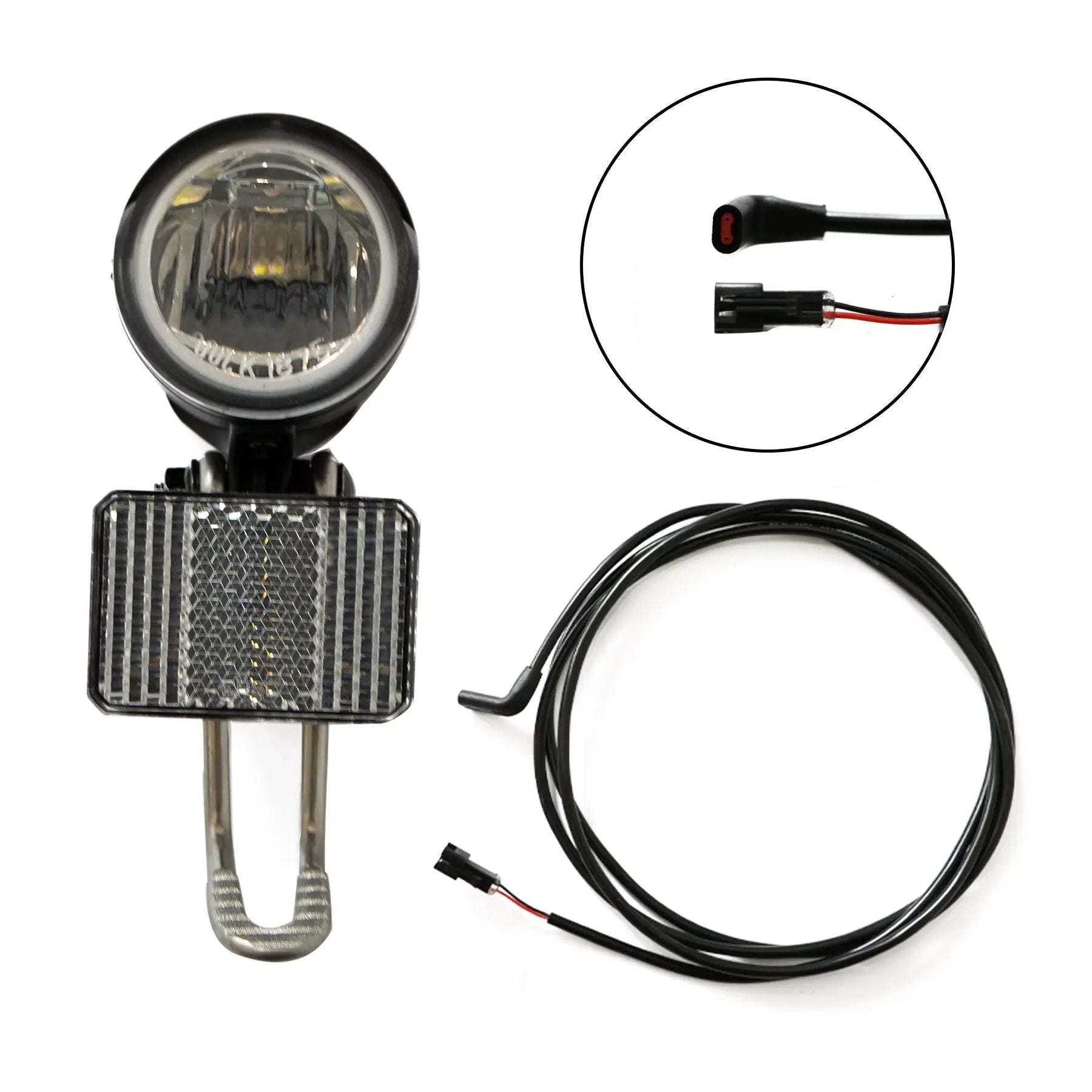 EUNORAU Front Light for Eunorau Ebikes, black LED headlight with bar mount and wiring harness on Tampa Home & Garden Store