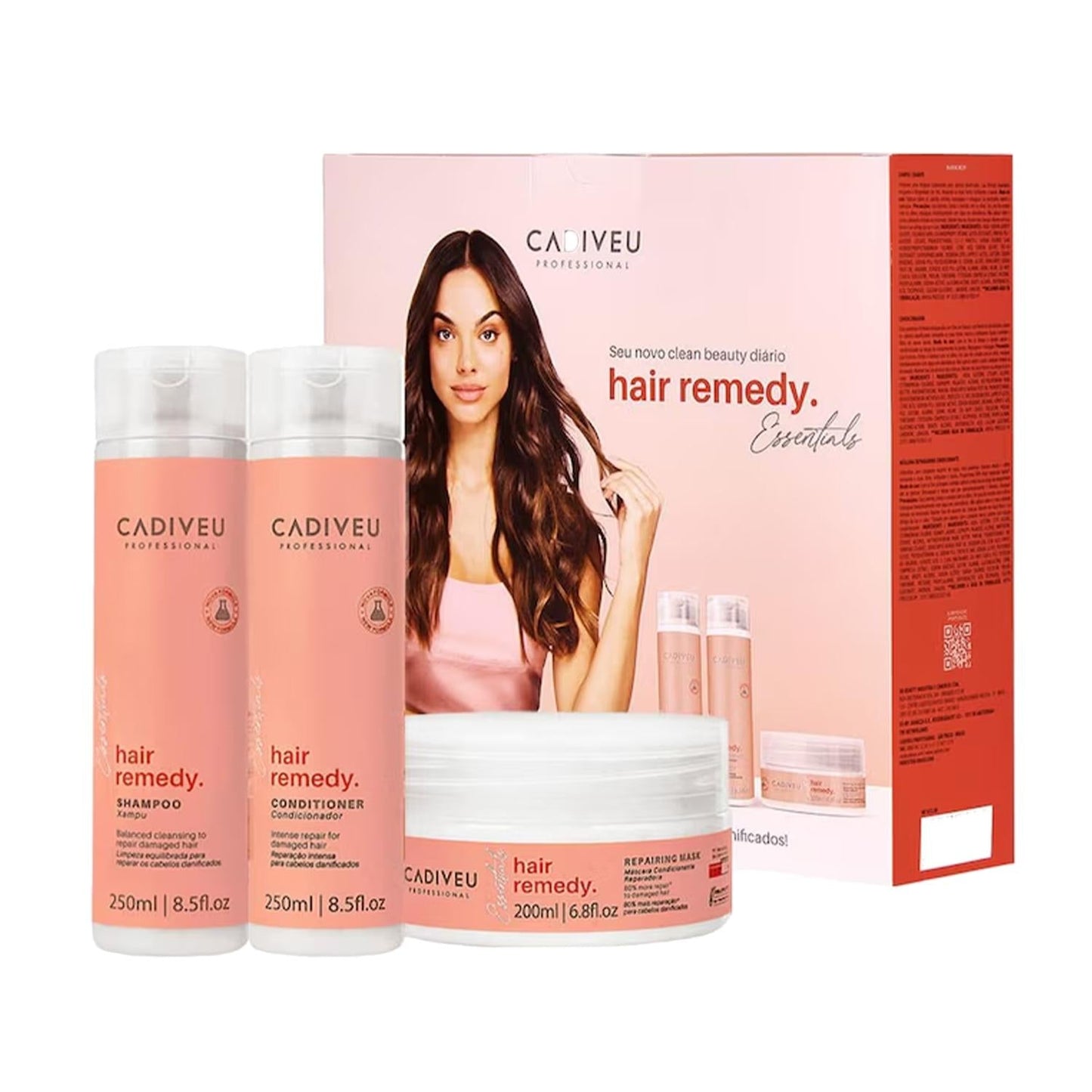 Cadiveu Essentials hair remedy set with shampoo & conditioner and mask for damaged hair on Tampa Home & Garden Store