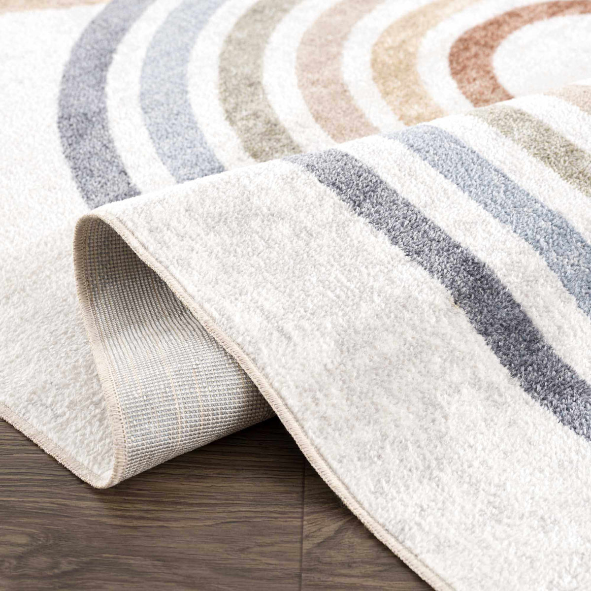 Giza Washable Area Rug by Boutique Rugs with beige base and striped gray tones, plush pile on Tampa Home & Garden Store