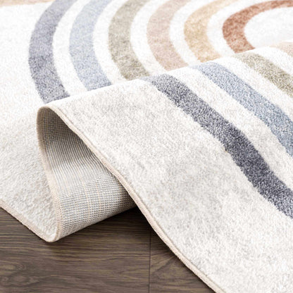 Giza Washable Area Rug by Boutique Rugs with beige base and striped gray tones, plush pile on Tampa Home & Garden Store