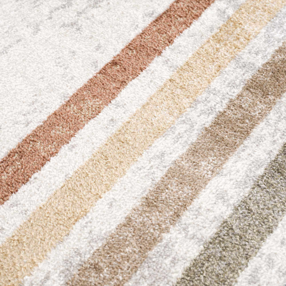 Giza washable area rug with cream background and rust tan beige stripes by Boutique Rugs on Tampa Home & Garden Store