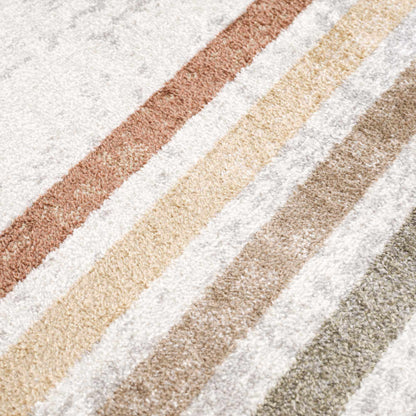 Giza washable area rug with cream background and rust tan beige stripes by Boutique Rugs on Tampa Home & Garden Store
