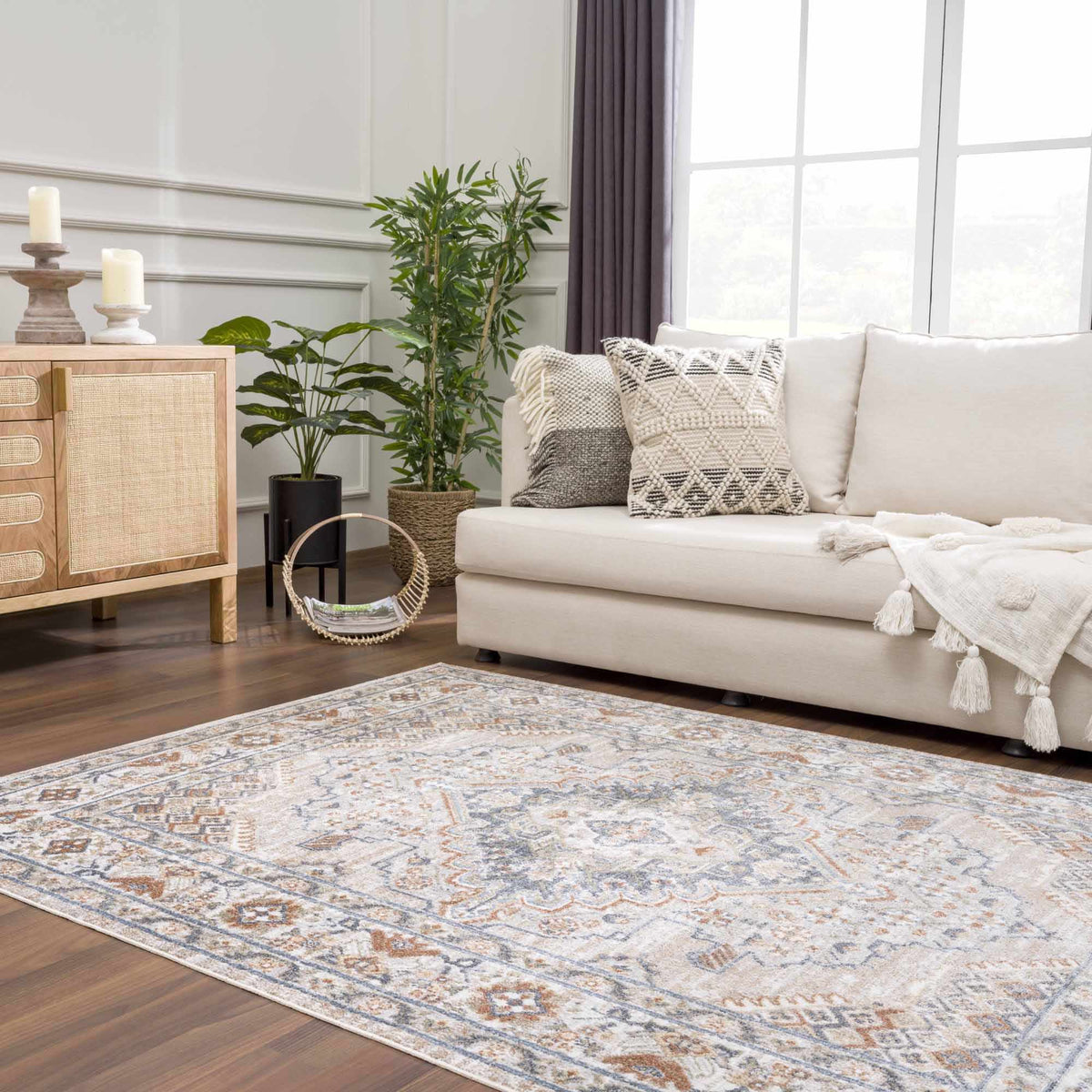 Erez Flat Pile Washable Rug by Boutique Rugs in beige gray geometric pattern Rugs on Tampa Home & Garden Store