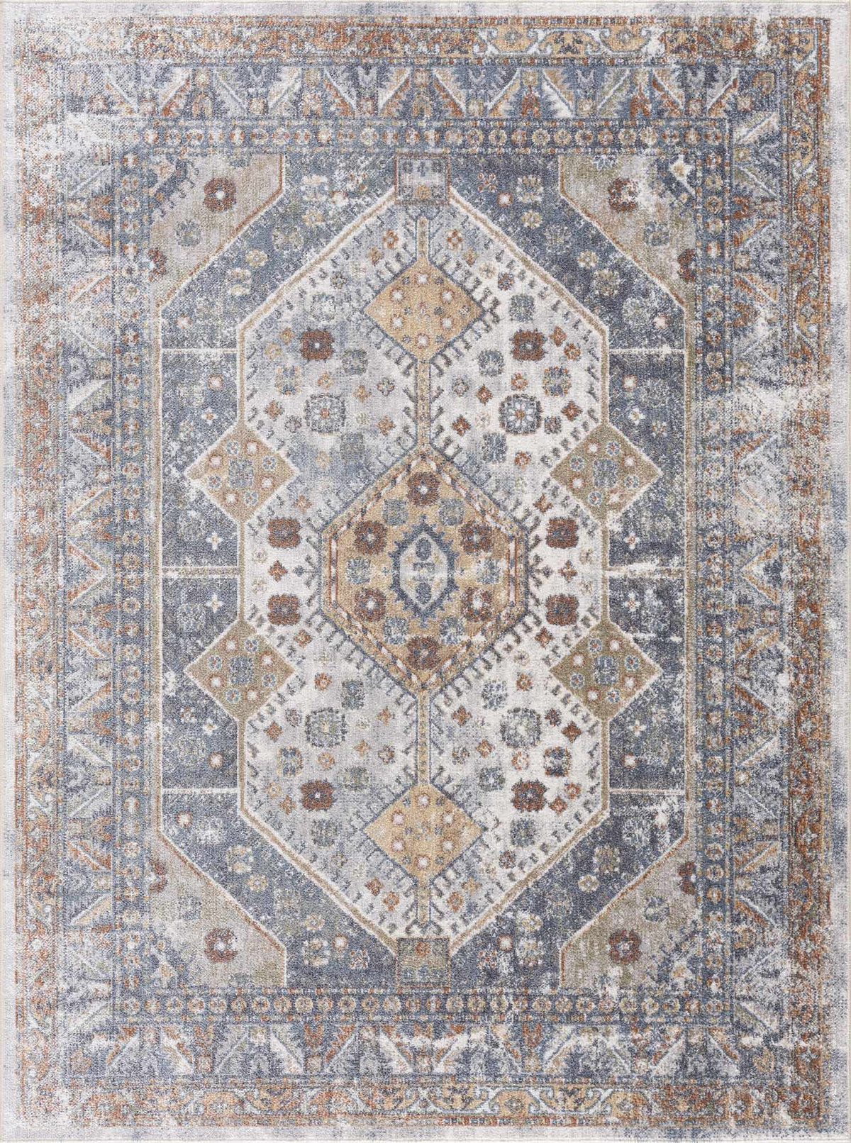 Afya Boutique Washable Rug blue beige rug Boutique Rugs on Tampa Home & Garden Store