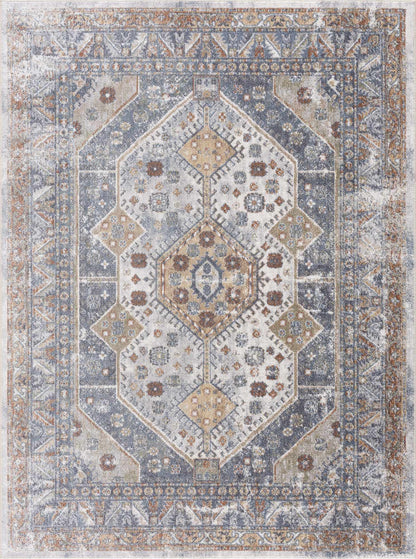 Afya Boutique Washable Rug blue beige rug Boutique Rugs on Tampa Home & Garden Store