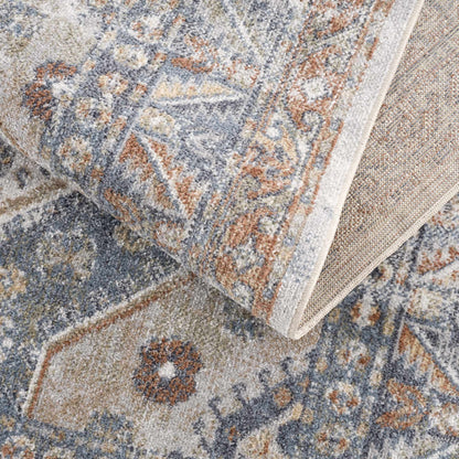 Afya Boutique Washable Rug, multicolor blue gray rust abstract pattern, Boutique Rugs on Tampa Home & Garden Store
