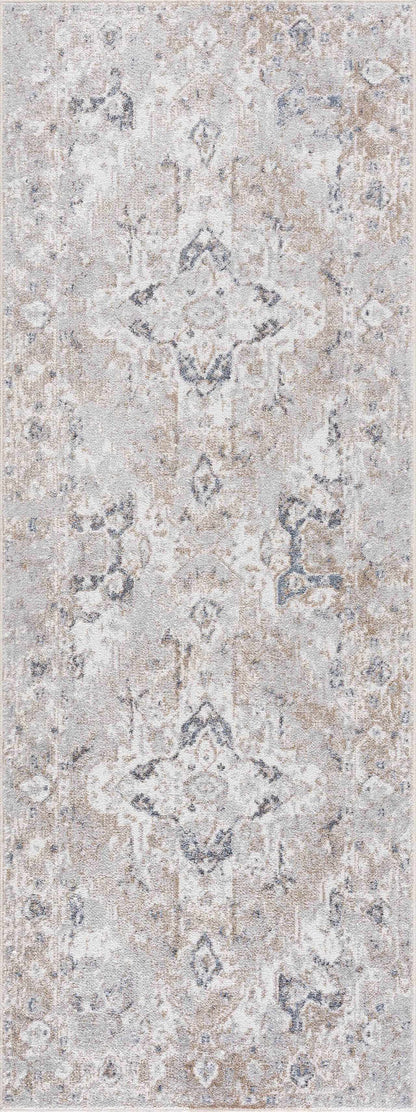 Dobry Boutique Washable Rug, distressed beige-gray oriental with blue accents Boutique Rugs on Tampa Home & Garden Store