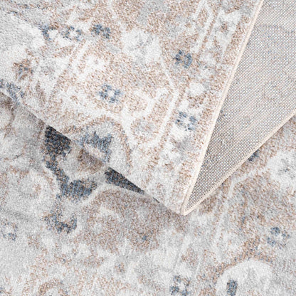 Dobry Boutique Washable Rug beige cream with blue accents Boutique Rugs on Tampa Home & Garden Store