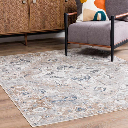 Dobry Boutique Washable Rug by Boutique Rugs, beige-gray distressed pattern on light floor on Tampa Home & Garden Store