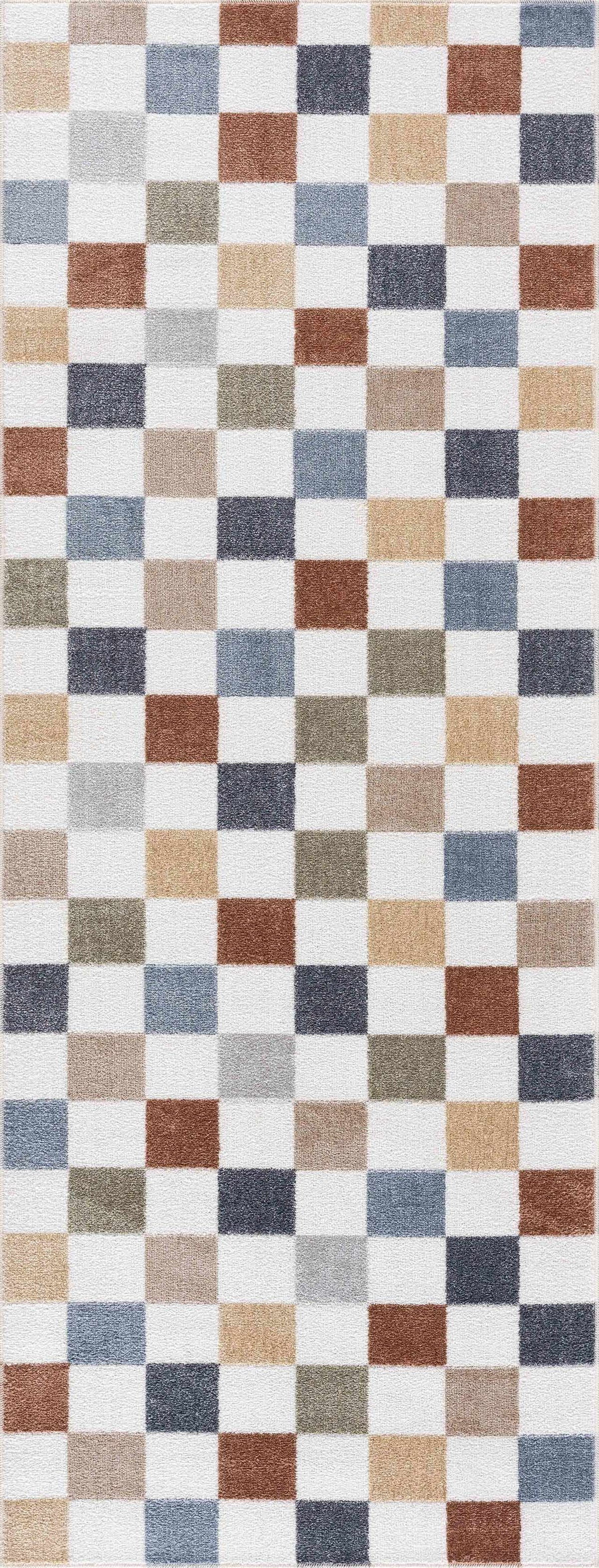 Alie Colorful Checkered Washable Rug, multi-color checker squares, Boutique Rugs on Tampa Home & Garden Store