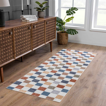 Alie Colorful Checkered Washable Rug, Boutique Rugs, multicolor square pattern on Tampa Home & Garden Store