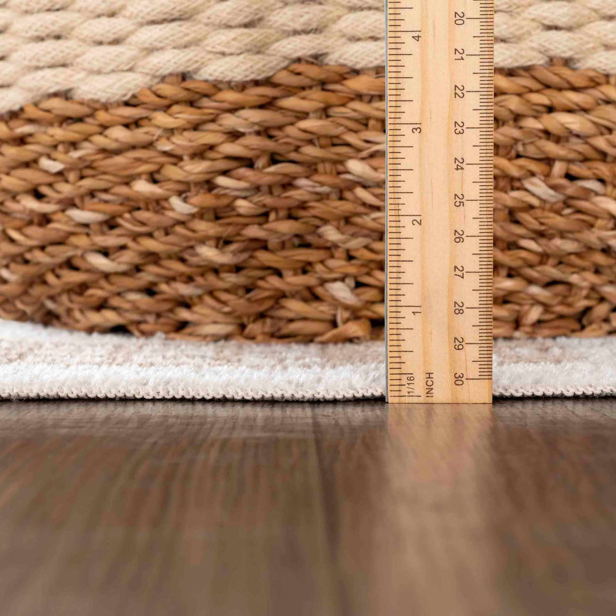 Mave Roads Washable Rug for Kids natural braided rug by Boutique Rugs with scale ruler on Tampa Home & Garden Store
