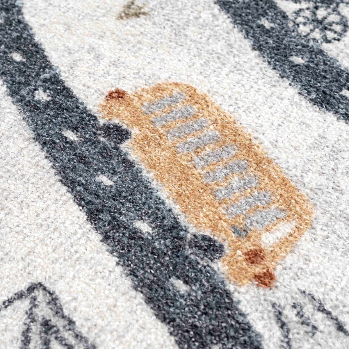Mave Roads Washable Rug for Kids by Boutique Rugs in gray white tan abstract road pattern on Tampa Home & Garden Store
