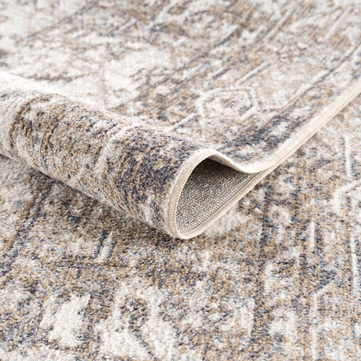 Hera Flat Pile Washable Rug beige gray marled texture by Boutique Rugs on Tampa Home & Garden Store