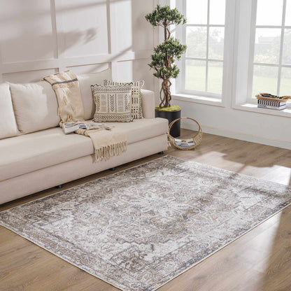 Hera Flat Pile Washable Rug gray beige Boutique Rugs on Tampa Home & Garden Store