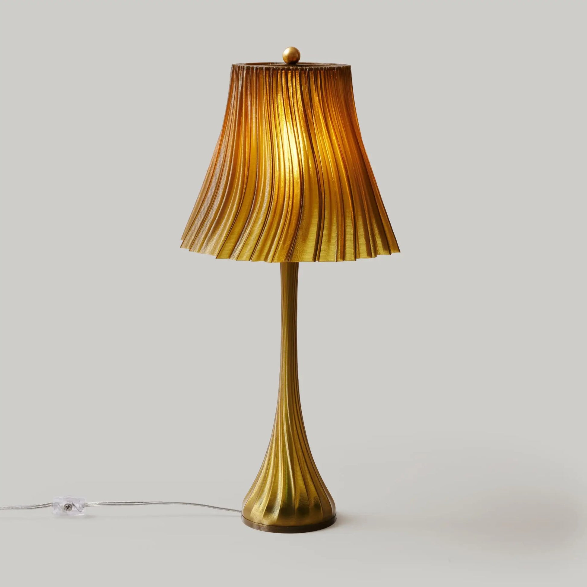 Pleat Lamp with gold-toned pleated shade, table lamp style on Tampa Home & Garden Store