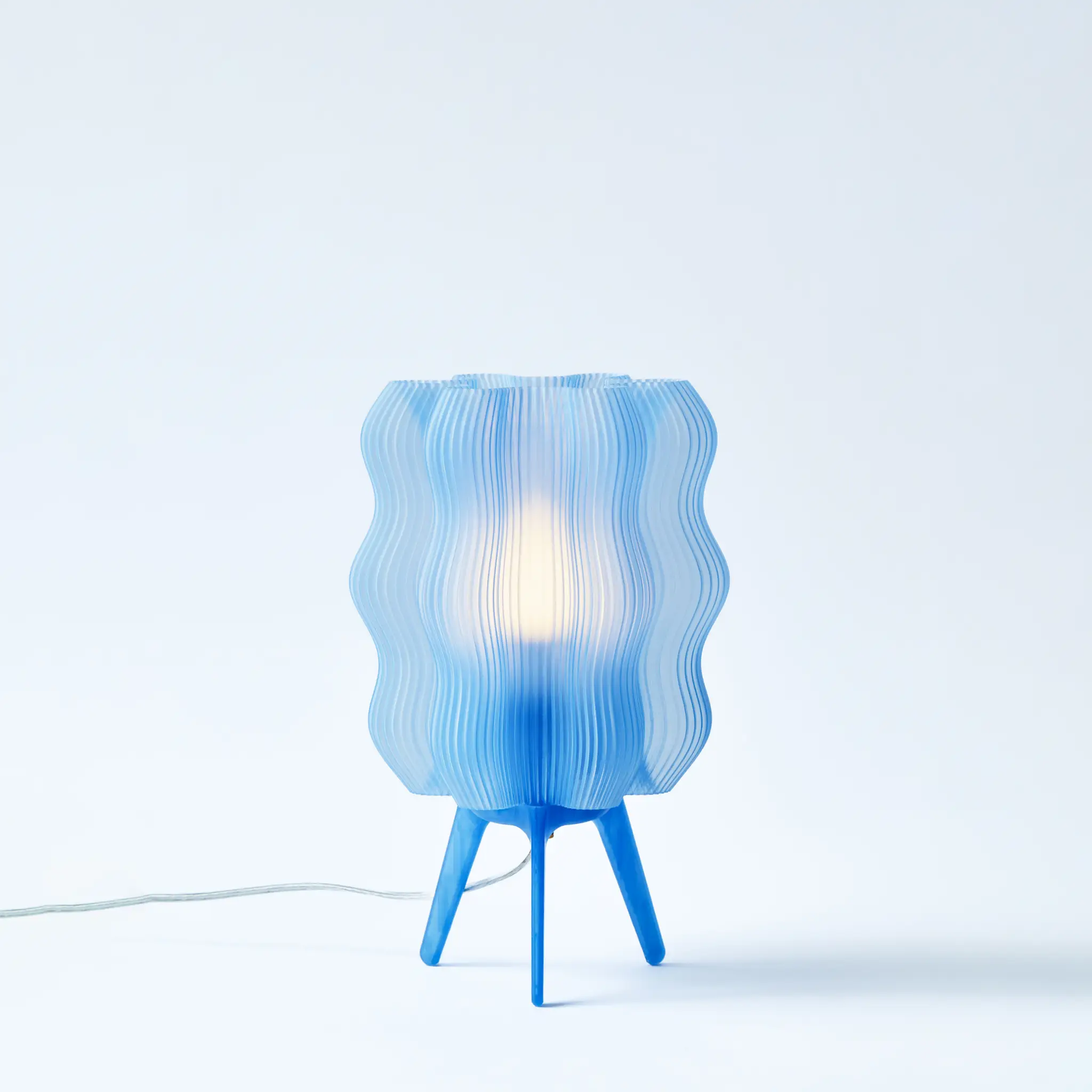 Eco Friendly Wavy Jellyfish Desk Light Wooj Design blue ribbed glass table lamp on Tampa Home & Garden Store