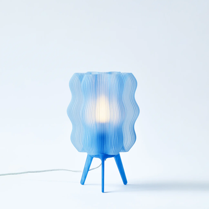 Eco Friendly Wavy Jellyfish Desk Light Wooj Design blue ribbed glass table lamp on Tampa Home & Garden Store