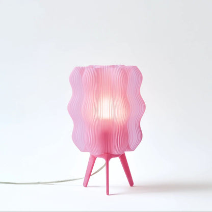 Eco Friendly Wavy Jellyfish Desk Light pink ribbed lamp on tripod base by Wooj Design on Tampa Home & Garden Store