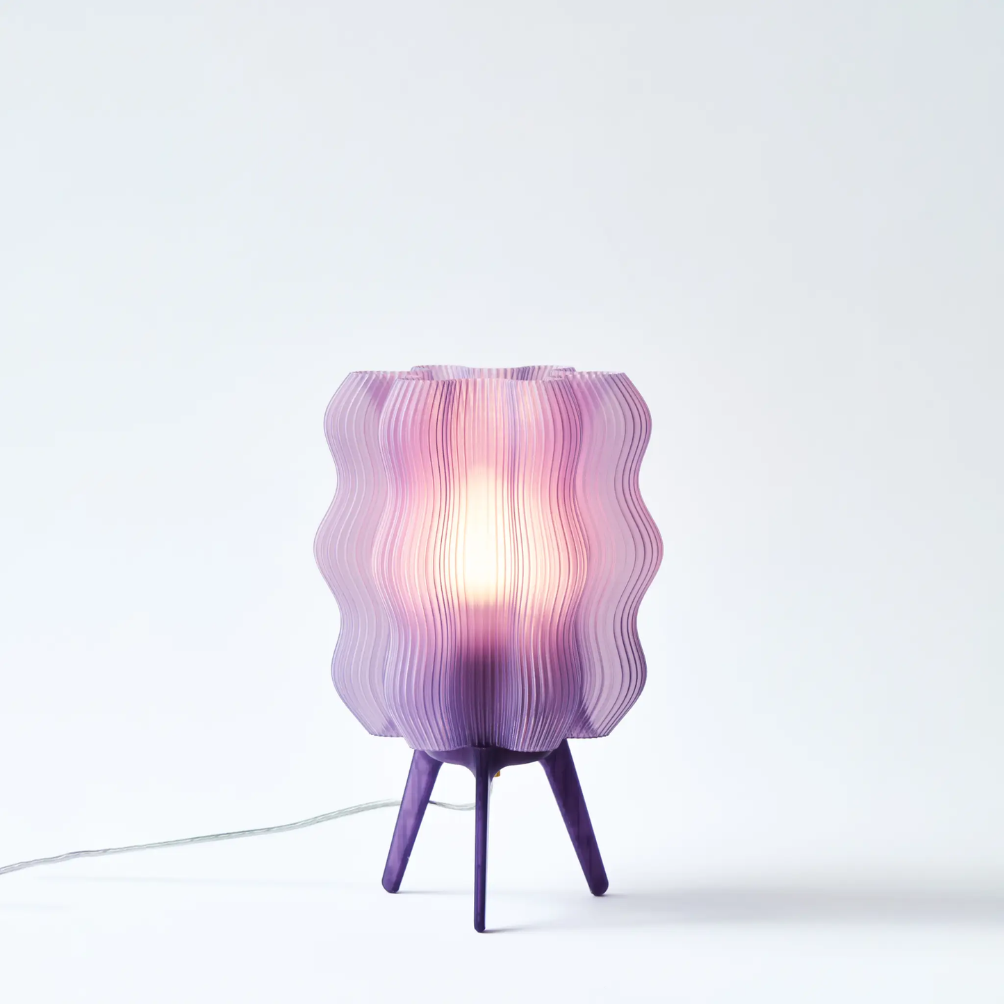 Eco Friendly Wavy Jellyfish Desk Light by Wooj Design pink glass shade purple base on Tampa Home & Garden Store