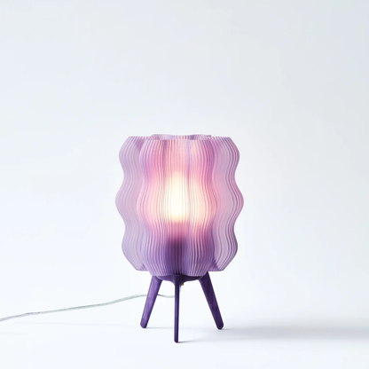 Eco Friendly Wavy Jellyfish Desk Light by Wooj Design pink glass shade purple base on Tampa Home & Garden Store