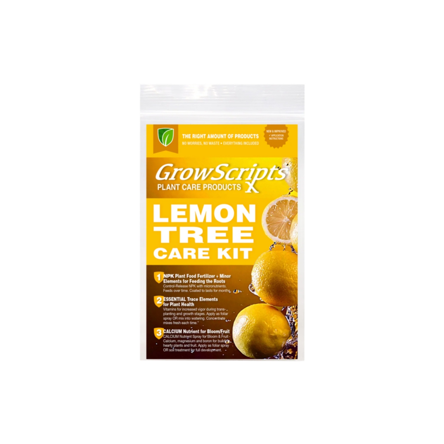 GrowScripts Lemon Tree Care Kit package, orange label with lemon graphics on Tampa Home & Garden Store