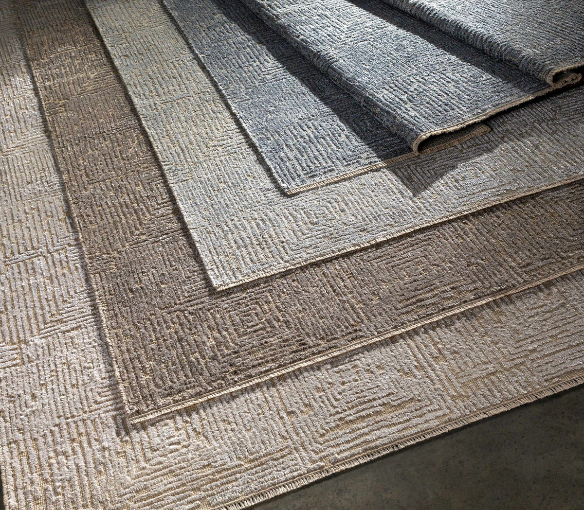 Struie Area Rug gray textured geometric pattern Boutique Rugs clearance rolled rugs on Tampa Home & Garden Store