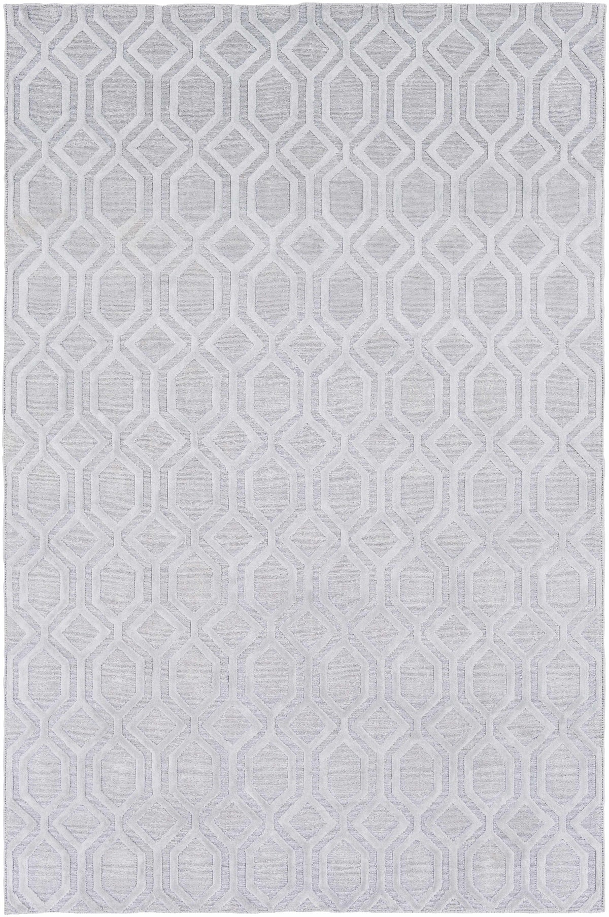 Loughborough Slate Linen Rug by Boutique Rugs, slate gray with geometric lattice pattern on Tampa Home & Garden Store
