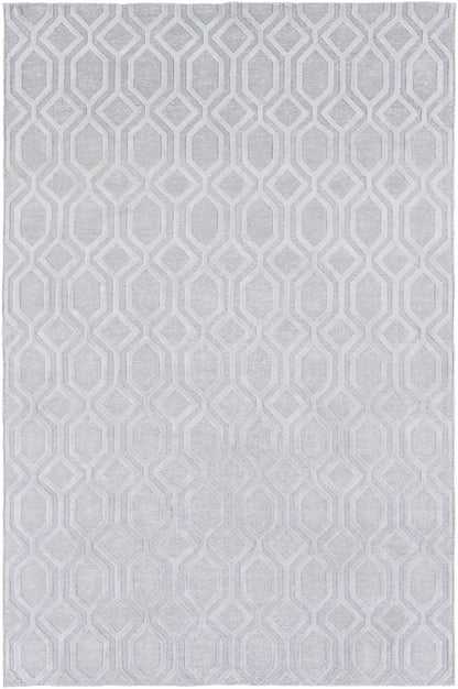 Loughborough Slate Linen Rug by Boutique Rugs, slate gray with geometric lattice pattern on Tampa Home & Garden Store