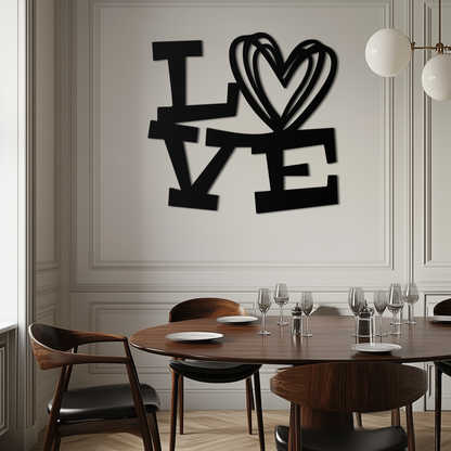 LOVE Heart Modern Metal Wall Art – Romantic Black Metal Wall Decor- KAF566 - Tampa Home & Garden Store