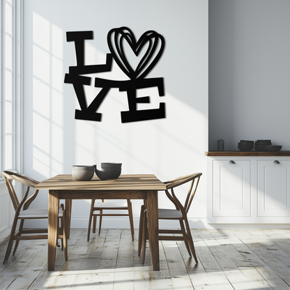 LOVE Heart Modern Metal Wall Art – Romantic Black Metal Wall Decor- KAF566 - Tampa Home & Garden Store