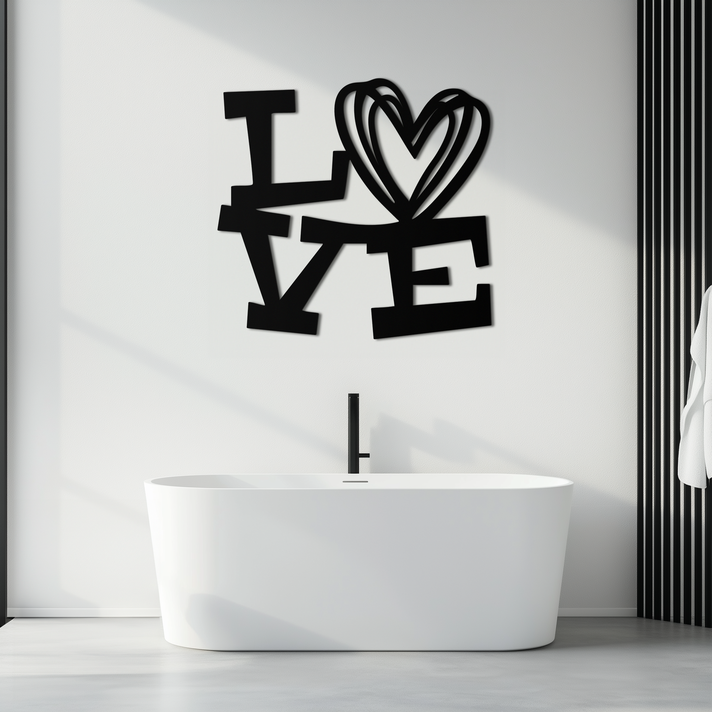 LOVE Heart Modern Metal Wall Art – Romantic Black Metal Wall Decor- KAF566 - Tampa Home & Garden Store