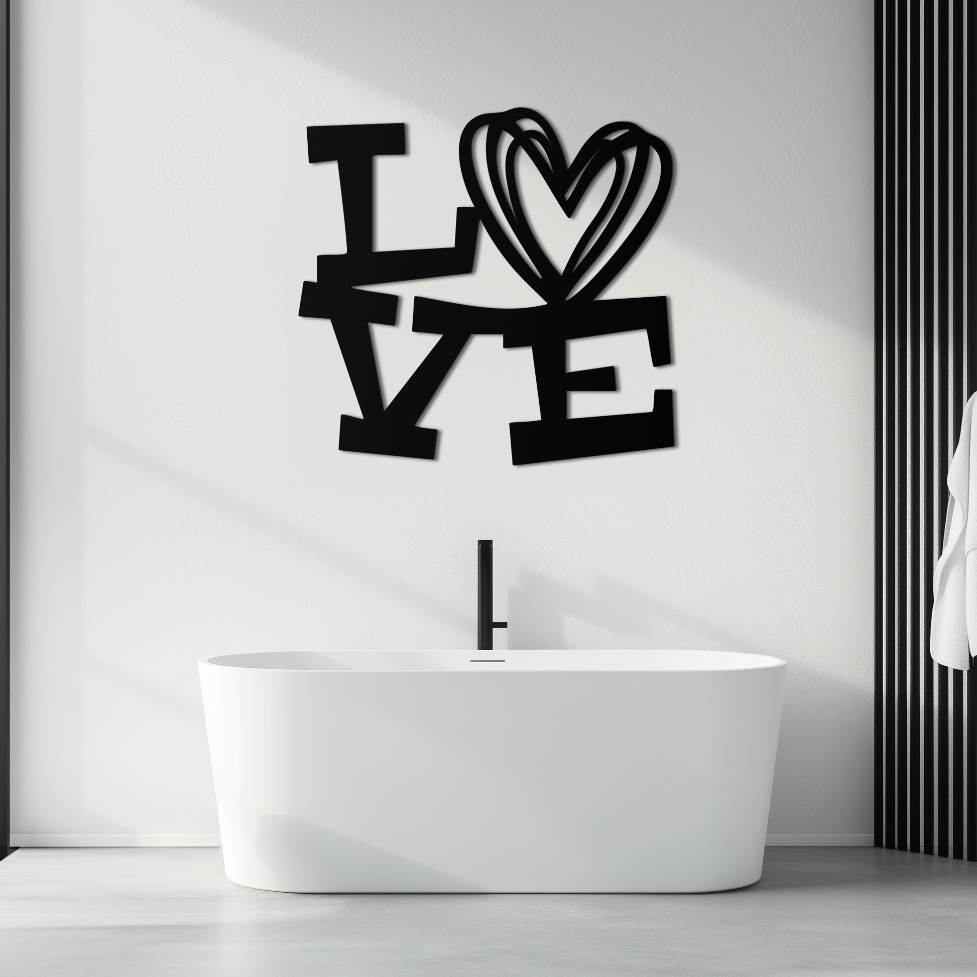 LOVE Heart Modern Metal Wall Art – Romantic Black Metal Wall Decor- KAF566 - Tampa Home & Garden Store