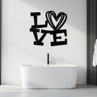 LOVE Heart Modern Metal Wall Art – Romantic Black Metal Wall Decor- KAF566 - Tampa Home & Garden Store