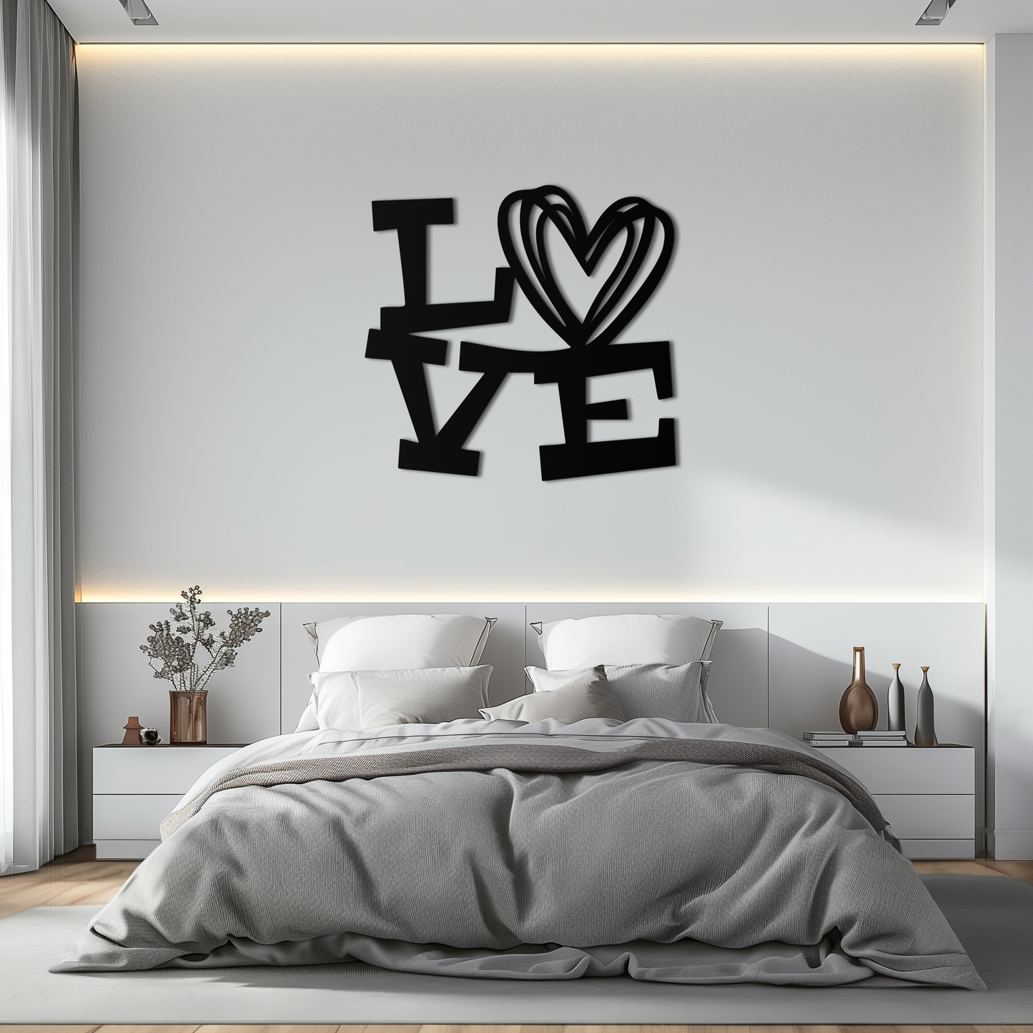 LOVE Heart Modern Metal Wall Art – Romantic Black Metal Wall Decor- KAF566 - Tampa Home & Garden Store