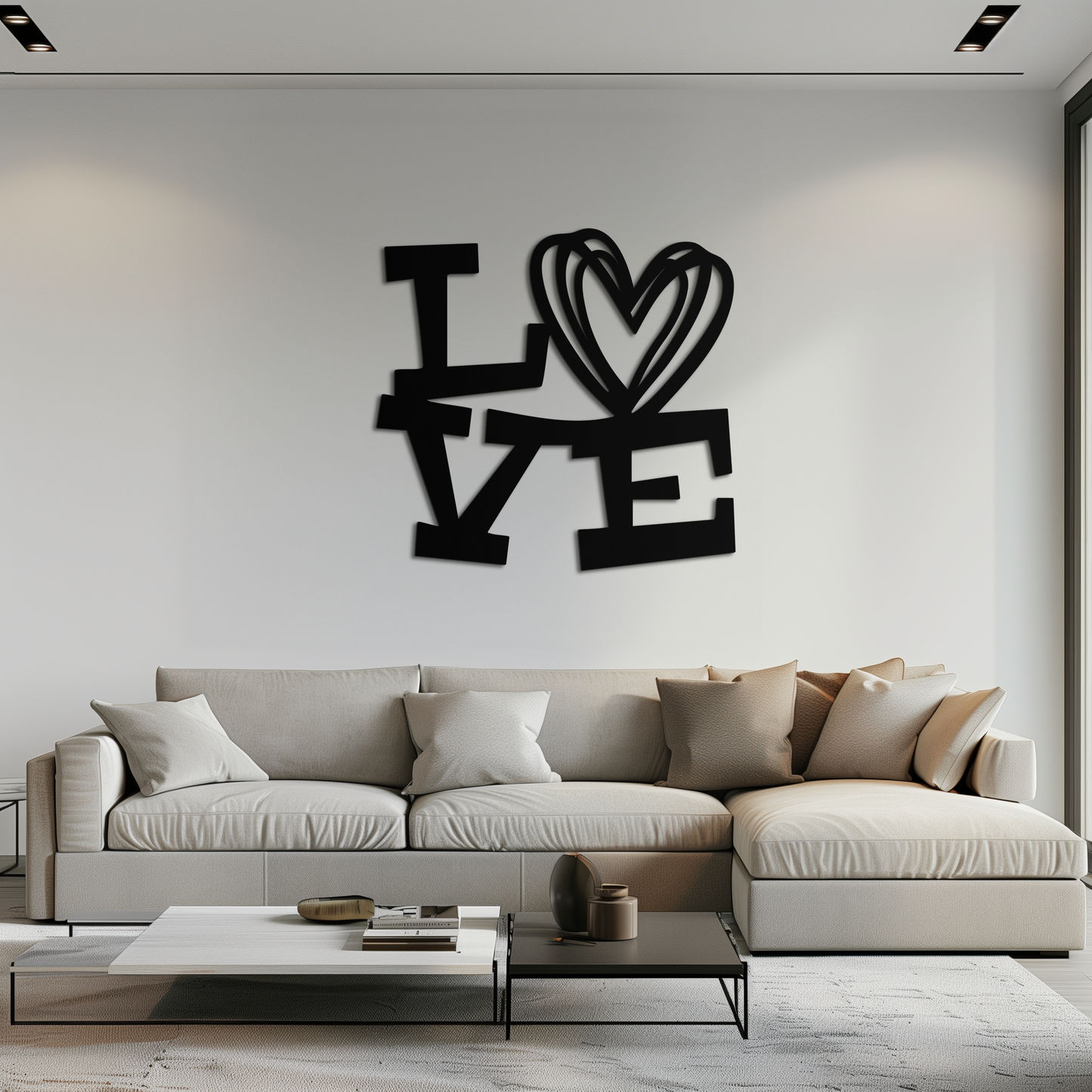 LOVE Heart Modern Metal Wall Art – Romantic Black Metal Wall Decor- KAF566 - Tampa Home & Garden Store