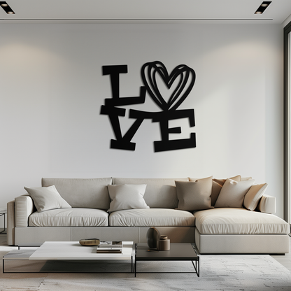LOVE Heart Modern Metal Wall Art – Romantic Black Metal Wall Decor- KAF566 - Tampa Home & Garden Store