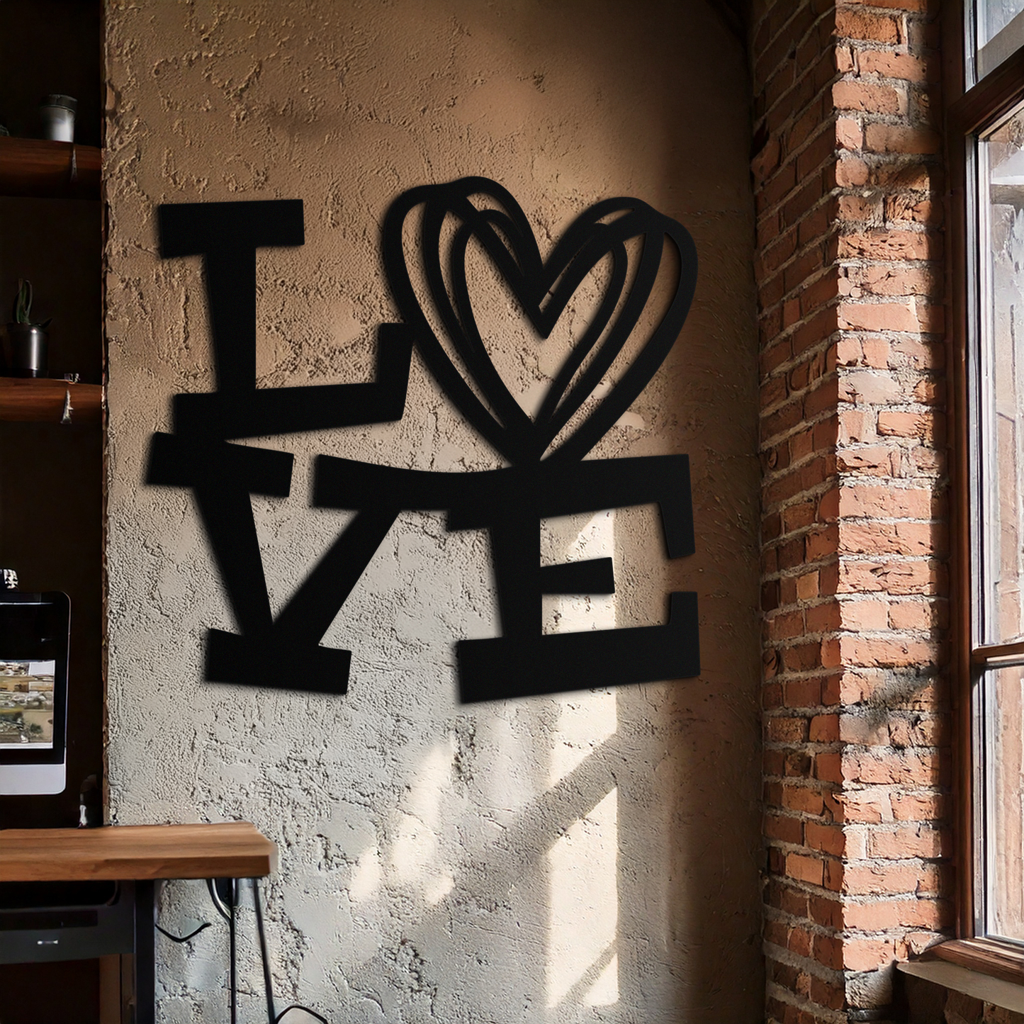 LOVE Heart Modern Metal Wall Art – Romantic Black Metal Wall Decor- KAF566 - Tampa Home & Garden Store